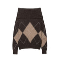 Early Autumn Women Clothing Commuting Casual All Matching Pullover Diamond Pattern Shoulder Baring Sweater Sweater Bella Mia