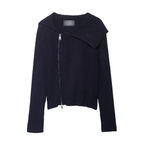 Elegant Women Clothing Zipper Rib Knitted Coat Bella Mia