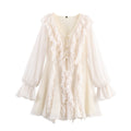 Elegant Women Clothing V neck Chiffon Multi Layer Ruffled Dress Bella Mia