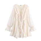 Elegant Women Clothing V neck Chiffon Multi Layer Ruffled Dress Bella Mia