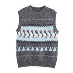 Women Clothing Autumn Korean Outerwear Bandage Floral Decorations round Neck Knitted Vest Top Bella Mia