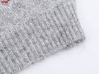 Women Clothing Autumn Korean Outerwear Bandage Floral Decorations round Neck Knitted Vest Top Bella Mia