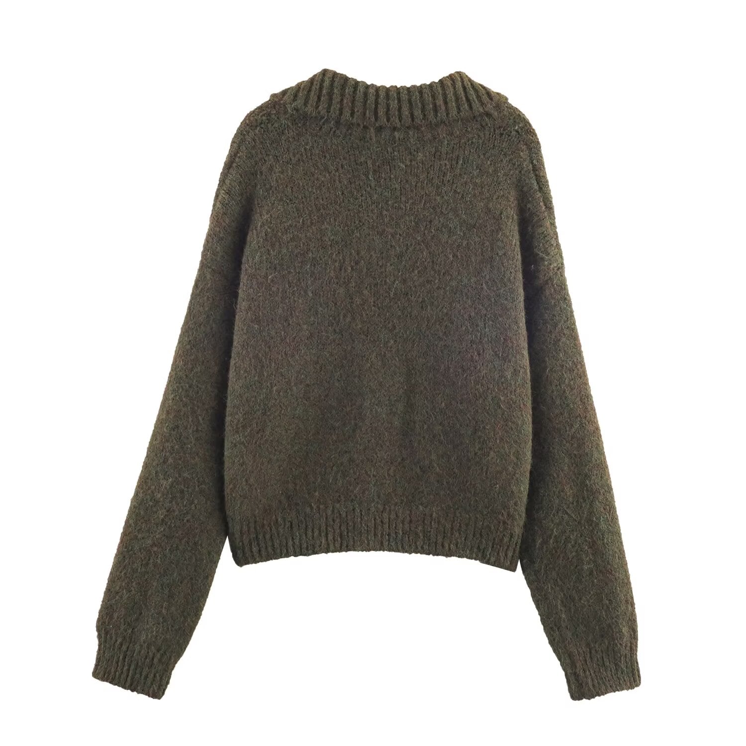 Idle Retro Lapels Jacquard Lace up Knitted Cardigan Autumn Loose Slimming Sweater Coat for Women Bella Mia