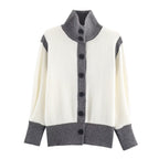 Autumn Women Casual Loose All Matching Color Stitching Knitted Cardigan Bella Mia
