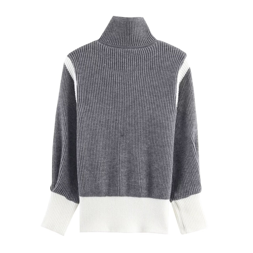 Autumn Women Casual Loose All Matching Color Stitching Knitted Cardigan Bella Mia