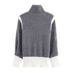 Autumn Women Casual Loose All Matching Color Stitching Knitted Cardigan Bella Mia