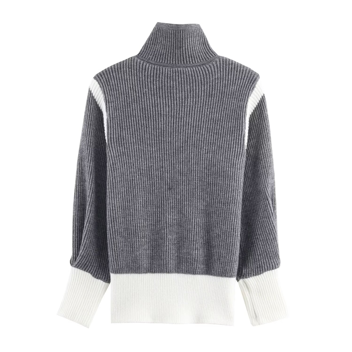 Autumn Women Casual Loose All Matching Color Stitching Knitted Cardigan Bella Mia