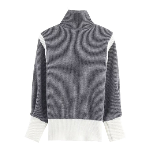Autumn Women Casual Loose All Matching Color Stitching Knitted Cardigan Bella Mia