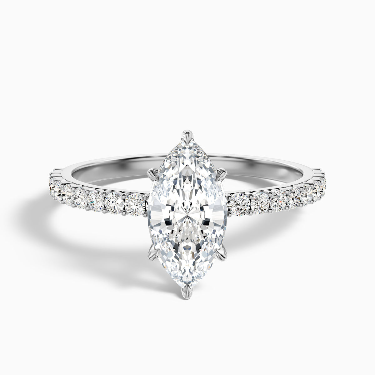 Naomi 2 Carat Marquise Side Stone Moissanite Engagement Ring in 14k Yellow Gold