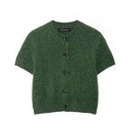 Early Autumn Women Clothing Office round Neck Short Sleeves Single Breasted Knitwear Bella Mia