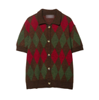 Autumn Diamond Pattern Knitted Polo Shirt Bella Mia