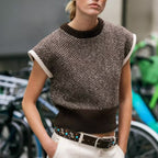 Women Wear Herringbone Knitted Vest Sleeveless Top Bella Mia
