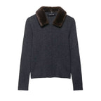 Fall Women Clothing Artificial Fur Effect Collared Knitted Coat Bella Mia