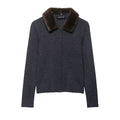 Fall Women Clothing Artificial Fur Effect Collared Knitted Coat Bella Mia