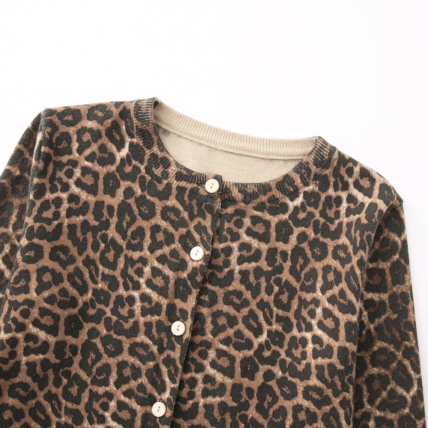 Fall Women Clothing Stylish Simple round Neck Button Decoration Cardigan Bella Mia