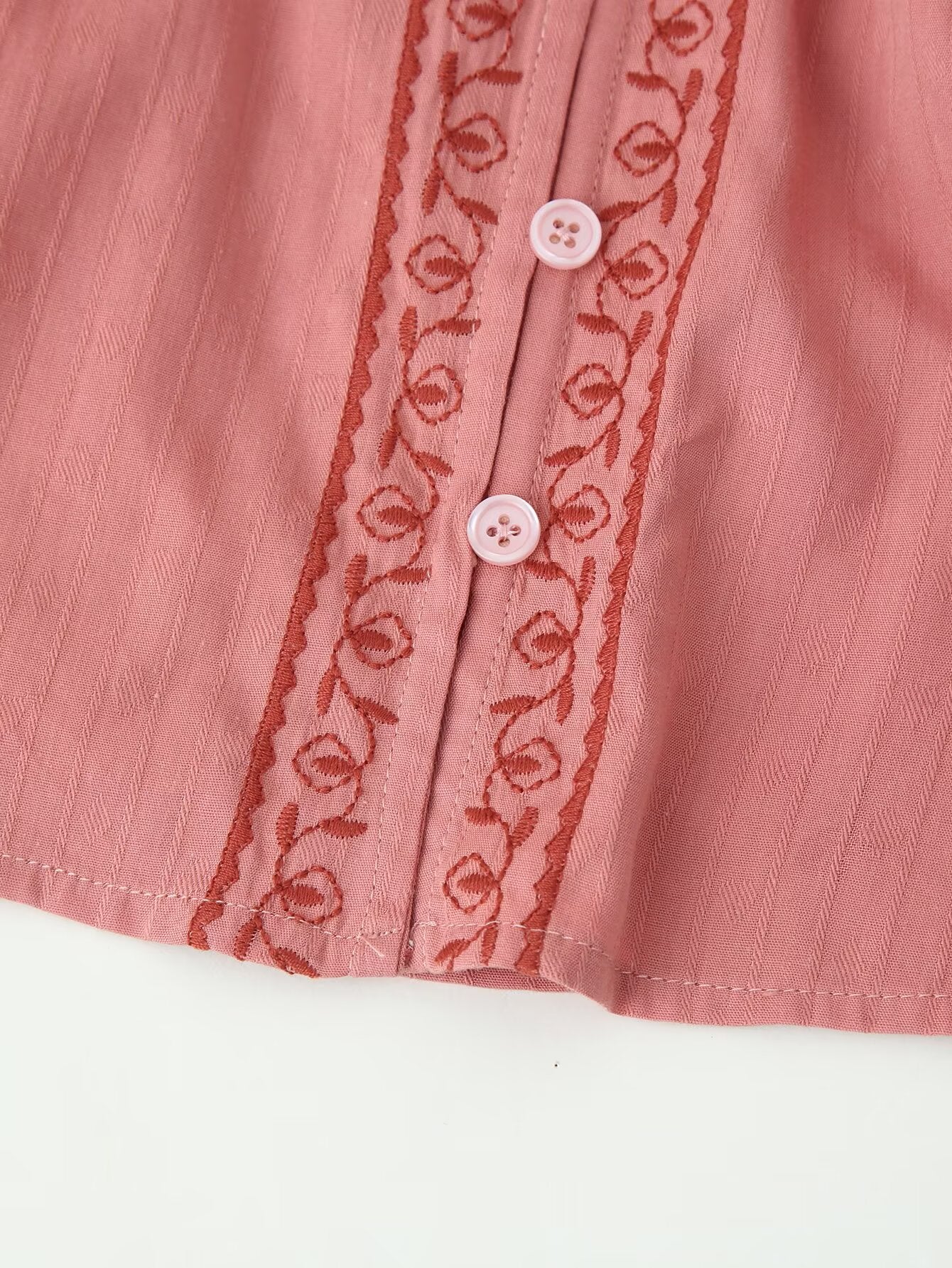 Women Clothing Long Sleeve Contrast Color Embroidered Shirt Bella Mia