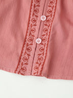 Women Clothing Long Sleeve Contrast Color Embroidered Shirt Bella Mia