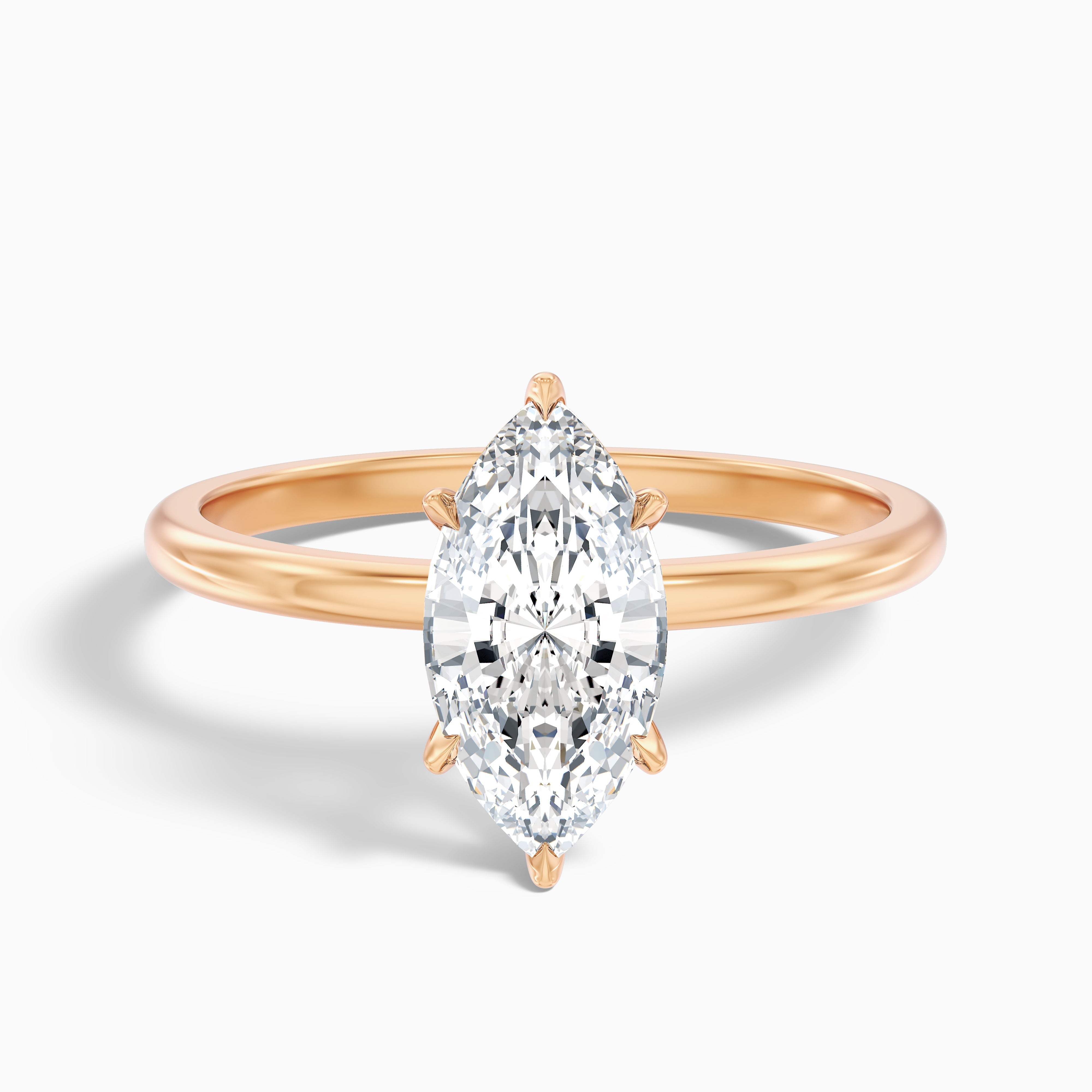 Quinn 5 Carat Marquise Cut Solitaire Moissanite Engagement Ring in 14k Yellow Gold