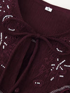 Women Long Sleeve Casual Beaded Embroidered Shirt Bella Mia