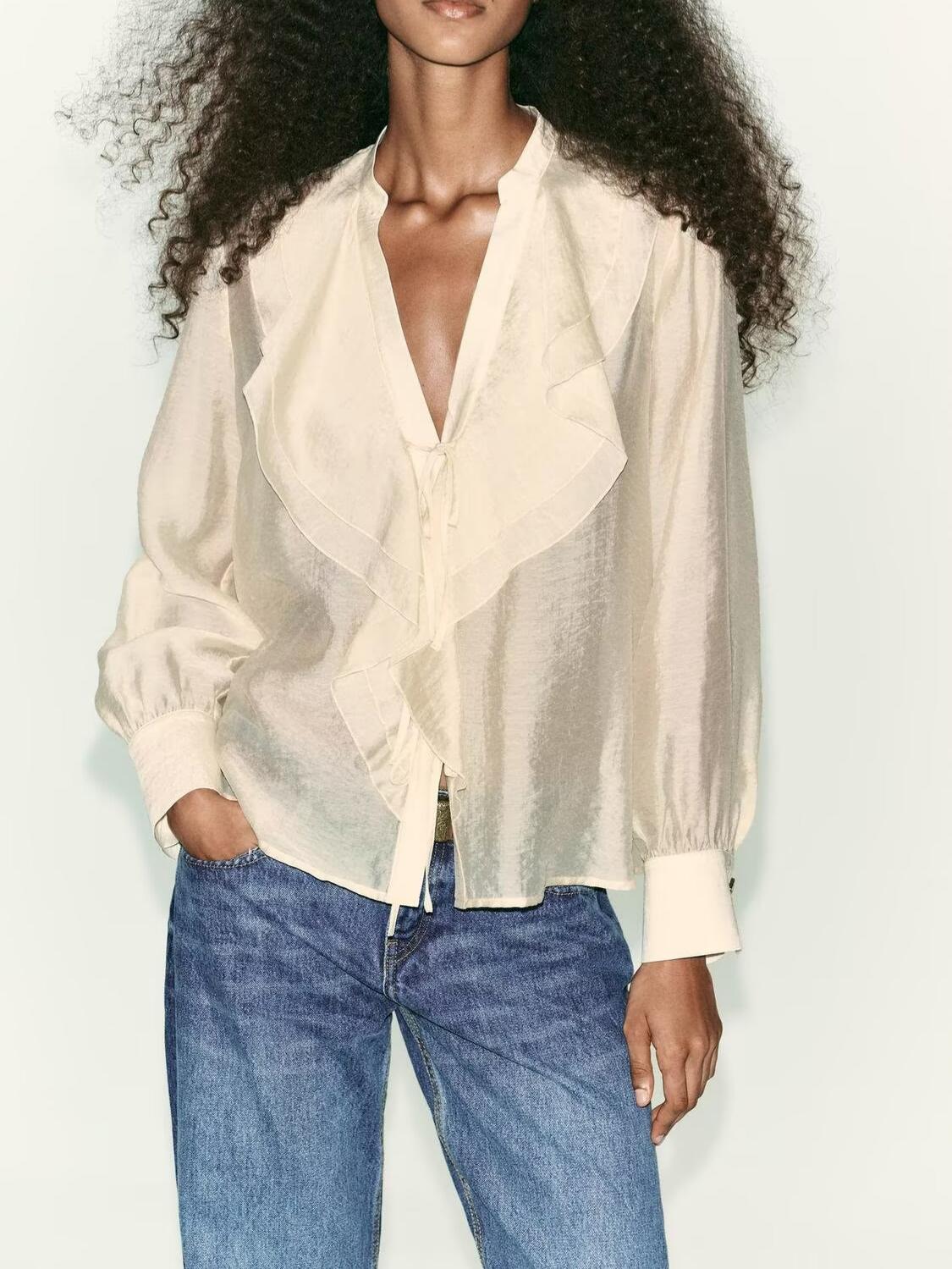 Fall WomenClothing Laminated Decoration Bow Shirt Bella Mia