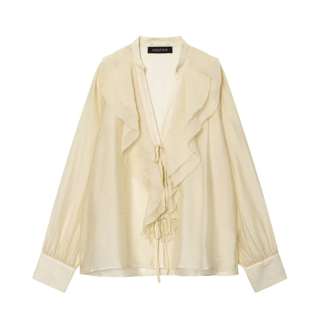 Fall WomenClothing Laminated Decoration Bow Shirt Bella Mia