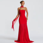 Women Clothing Autumn Winter Sexy Mesh Stitching Tube Top Evening Maxi Dress Women Bella Mia