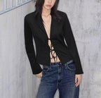 Women Clothing Winter Graceful Fashionable Suede Effect Long Sleeve Lace up Shirt Bella Mia