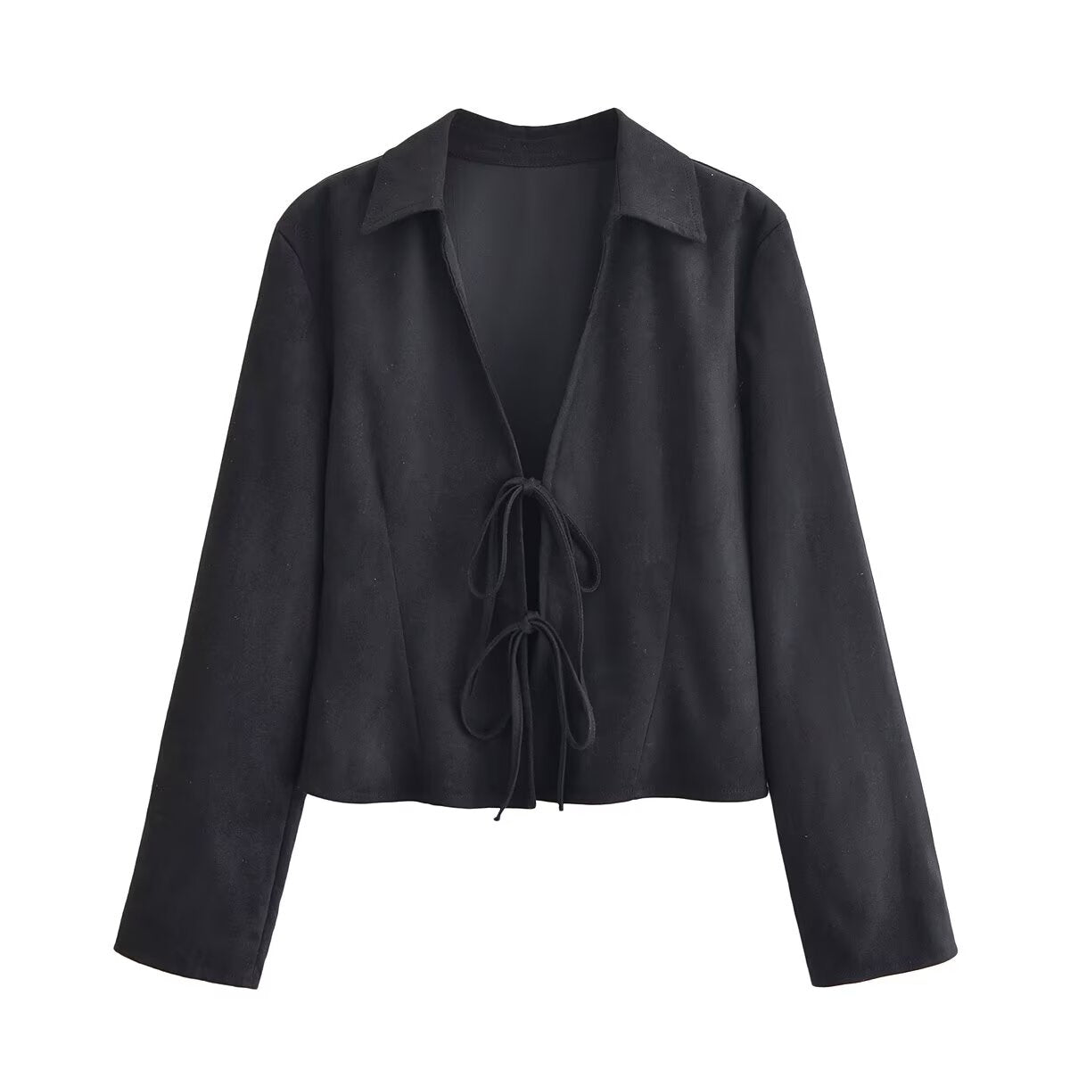 Women Clothing Winter Graceful Fashionable Suede Effect Long Sleeve Lace up Shirt Bella Mia