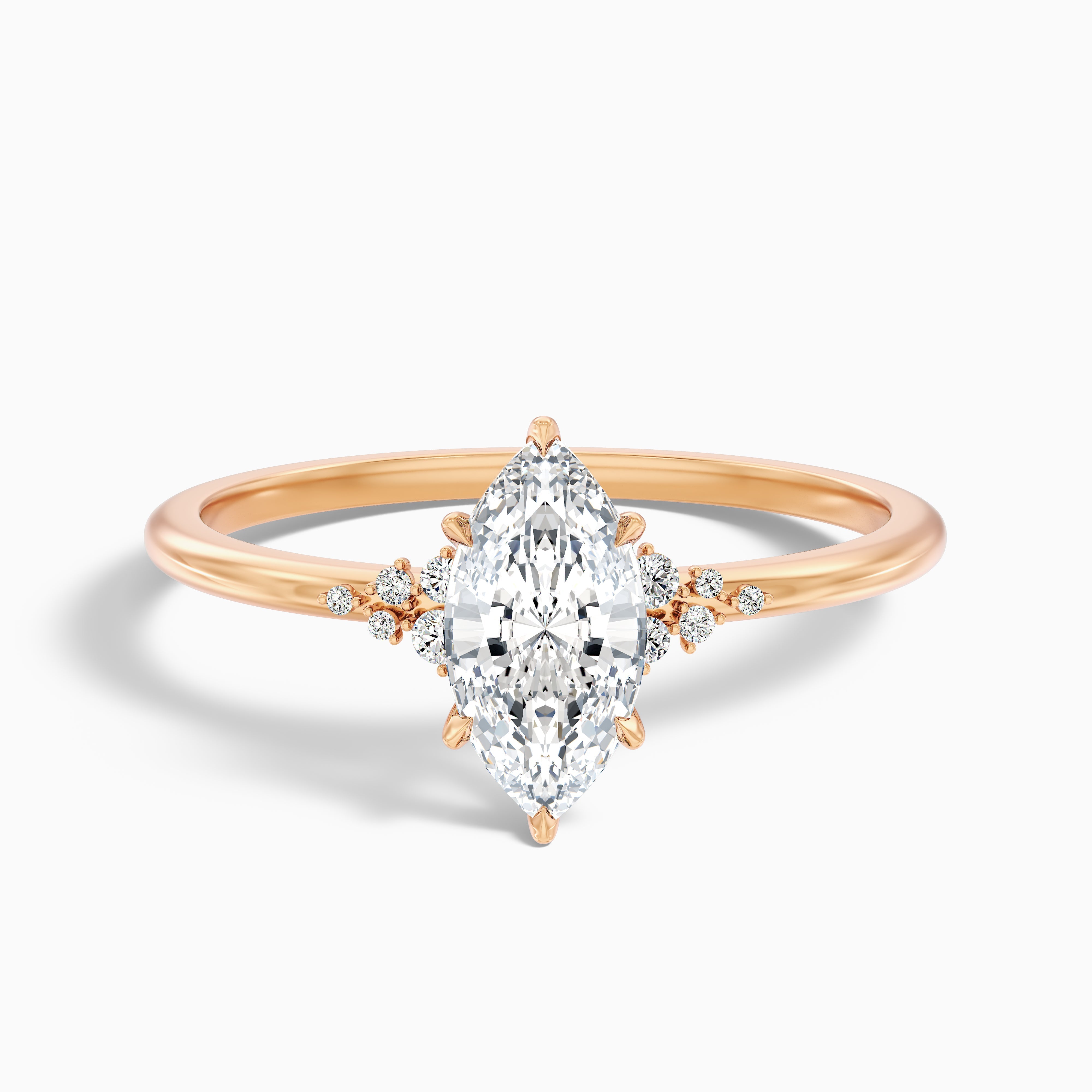 Kyla 2.5 Carat Marquise Cut Side Stone Lab Grown Diamond Ring in 14k Yellow Gold