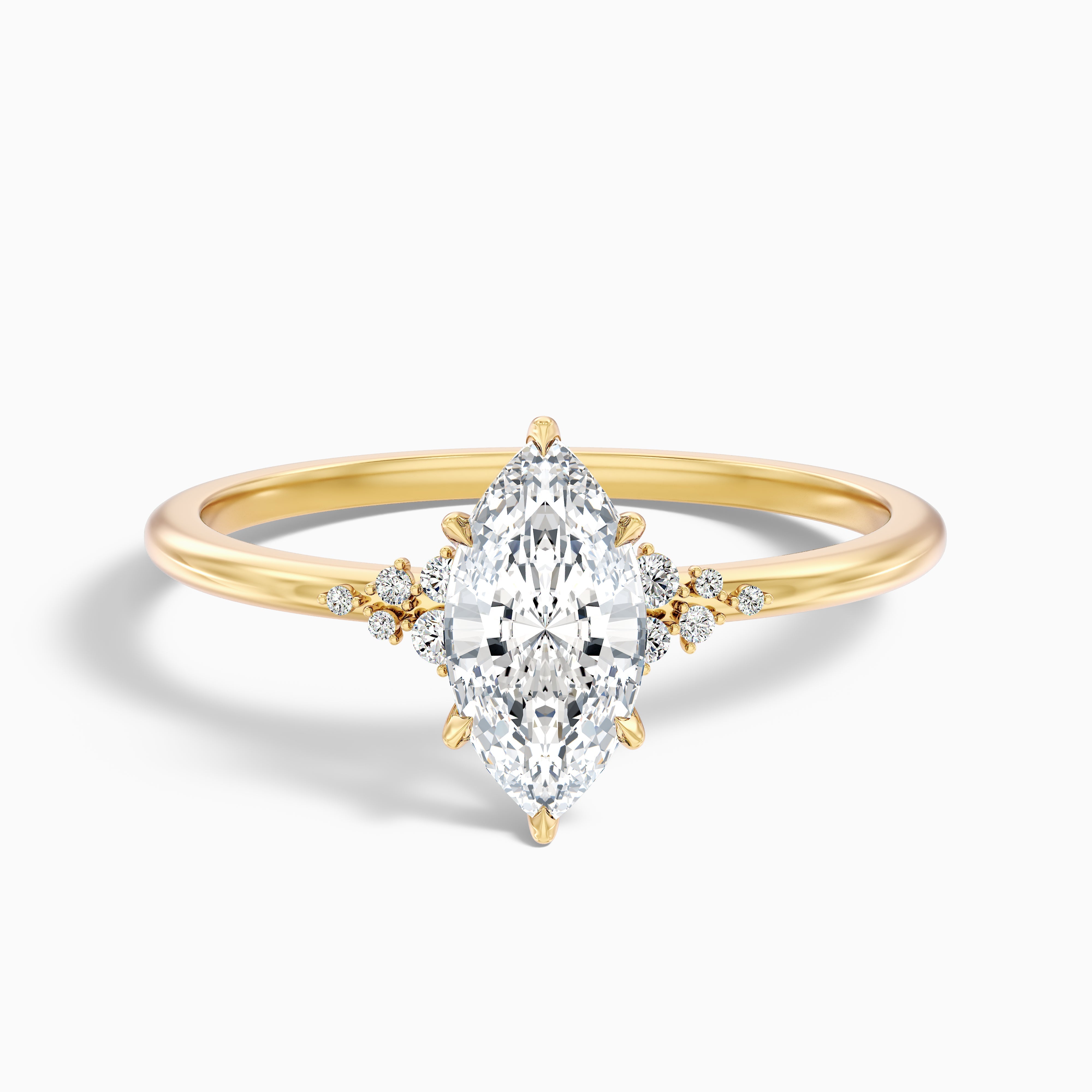 Kyla 2.5 Carat Marquise Cut Side Stone Lab Grown Diamond Ring in 14k Yellow Gold
