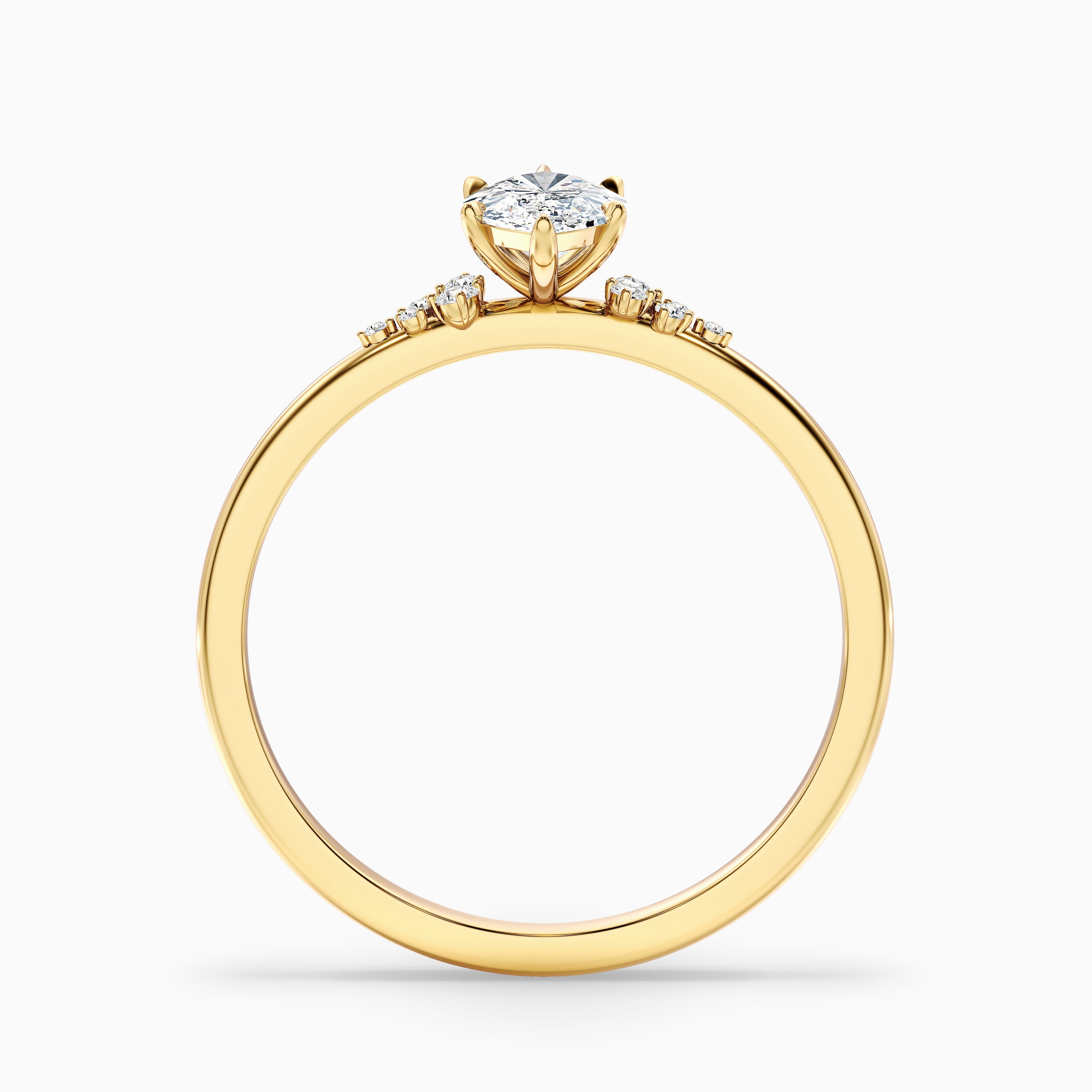 Kyla 2.5 Carat Marquise Cut Side Stone Lab Grown Diamond Ring in 14k Yellow Gold