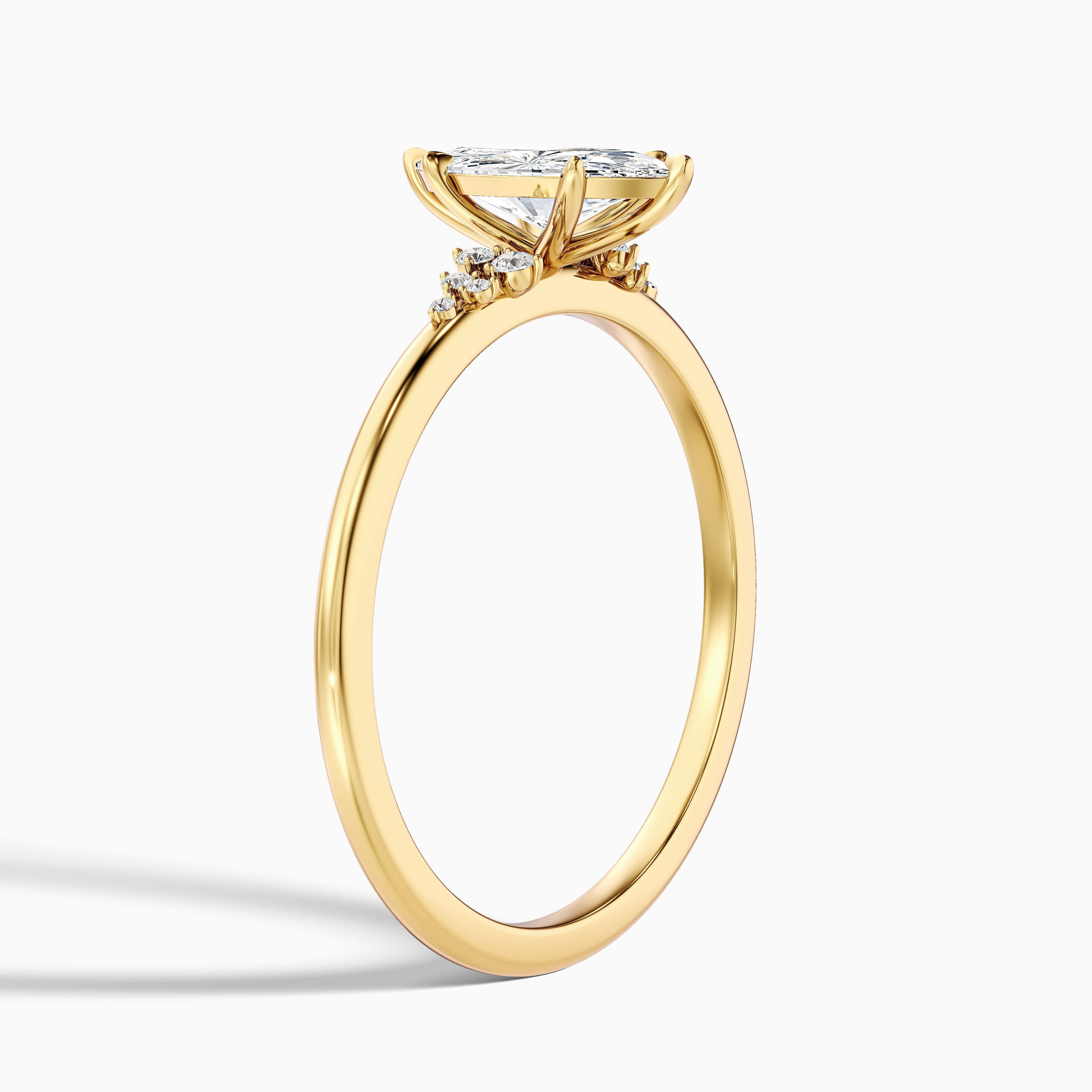 Kyla 2.5 Carat Marquise Cut Side Stone Lab Grown Diamond Ring in 14k Yellow Gold
