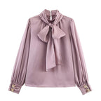 French Intellectual High Grade Lace up Shirt Autumn Minority All Match Shirt for Women Bella Mia