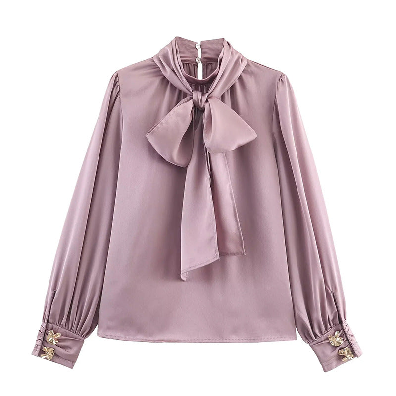 French Intellectual High Grade Lace up Shirt Autumn Minority All Match Shirt for Women Bella Mia