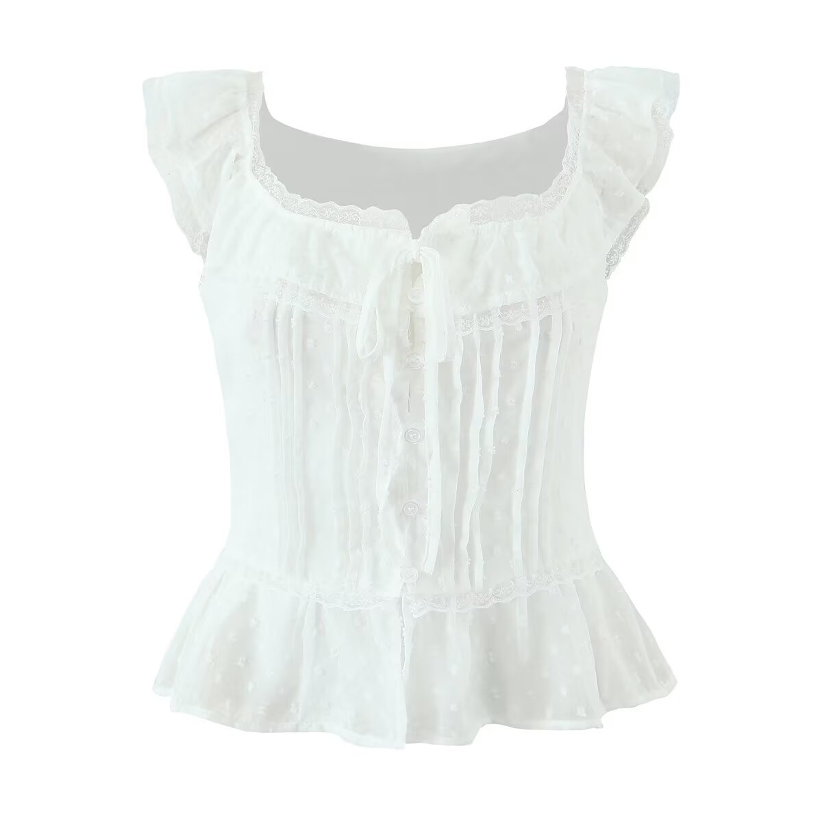Atmosphere Lace Sleeveless Small Top Niche Lace up Waist Tight Sexy Short Sexy Shirt Vest Bella Mia