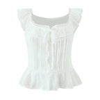 Atmosphere Lace Sleeveless Small Top Niche Lace up Waist Tight Sexy Short Sexy Shirt Vest Bella Mia
