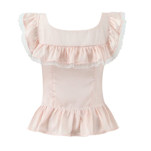 Atmosphere Lace Sleeveless Small Top Niche Lace up Waist Tight Sexy Short Sexy Shirt Vest Bella Mia