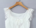 Atmosphere Lace Sleeveless Small Top Niche Lace up Waist Tight Sexy Short Sexy Shirt Vest Bella Mia