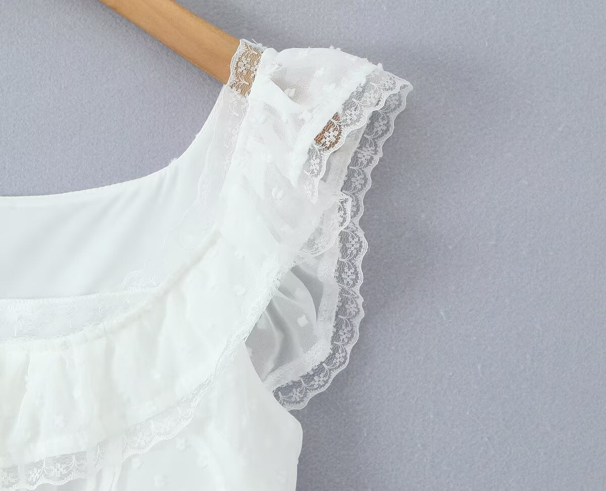 Atmosphere Lace Sleeveless Small Top Niche Lace up Waist Tight Sexy Short Sexy Shirt Vest Bella Mia