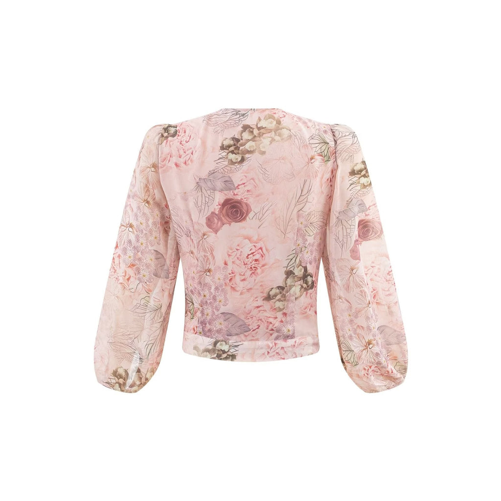 Winter Sexy Cross V Shaped Lace up Waist Controlled Vacation Casual Printed Shirt Bella Mia