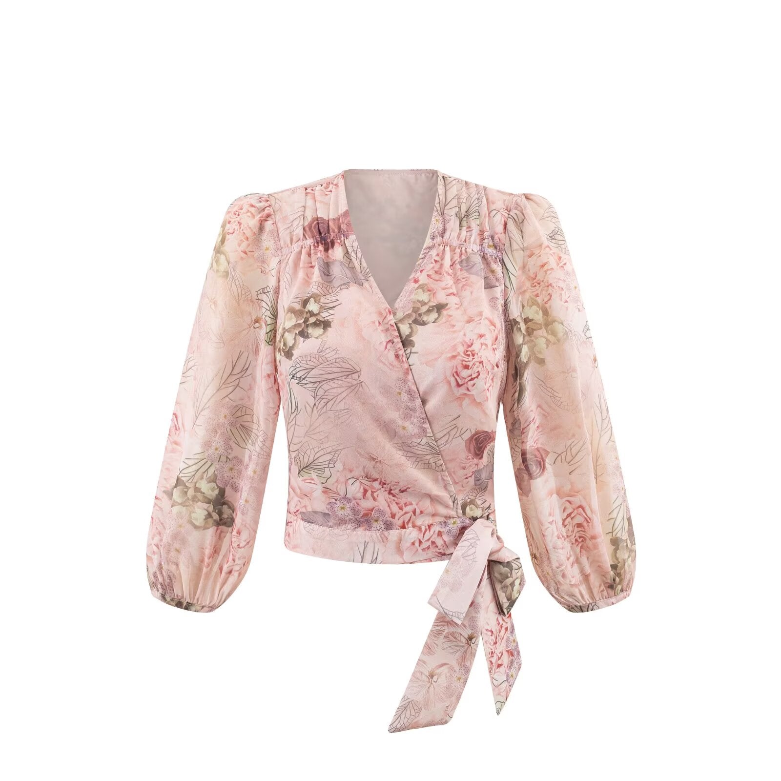 Winter Sexy Cross V Shaped Lace up Waist Controlled Vacation Casual Printed Shirt Bella Mia