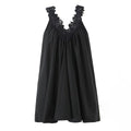Sexy V neck Sleeveless Lace Stitching Ruffle Design Dress Bella Mia