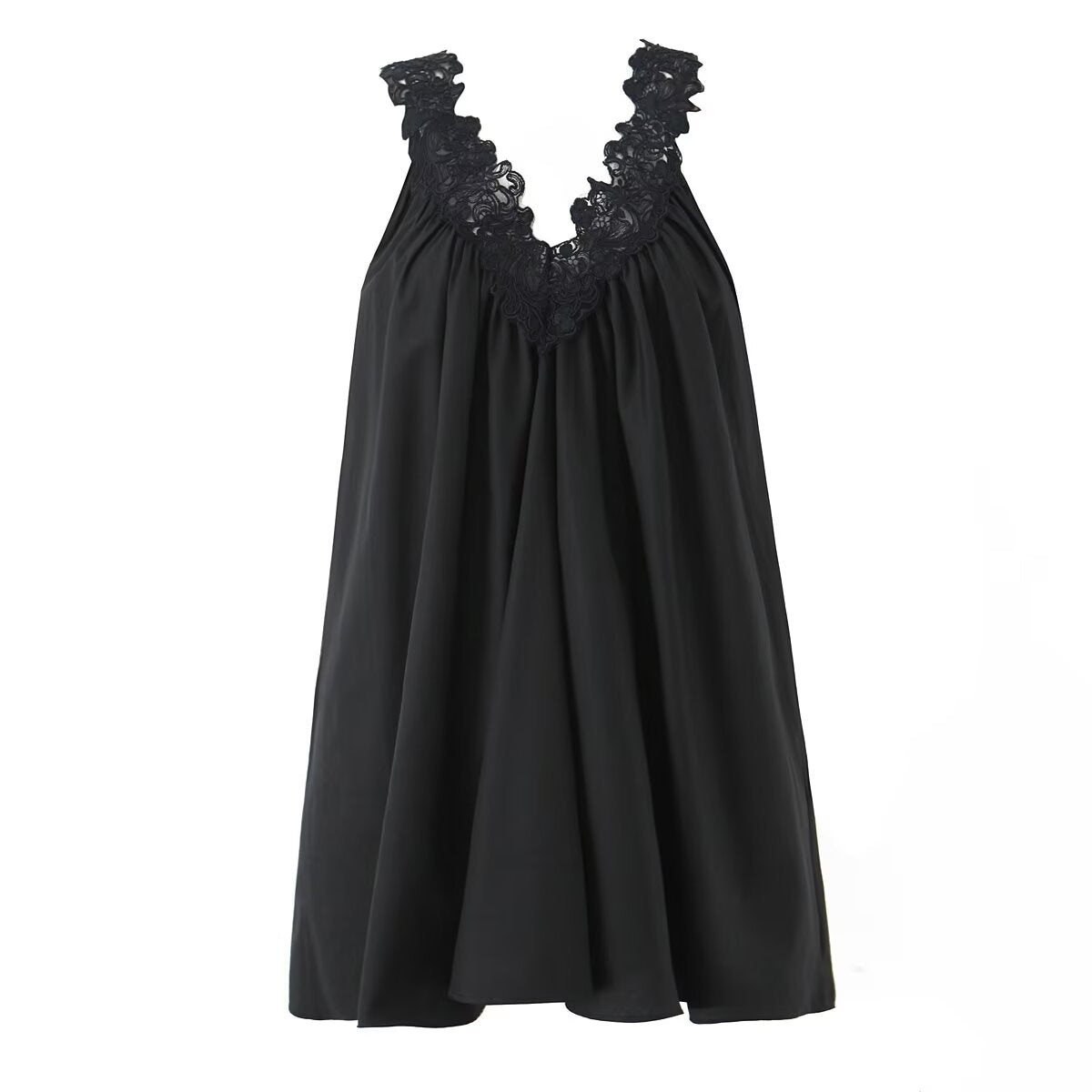 Sexy V neck Sleeveless Lace Stitching Ruffle Design Dress Bella Mia