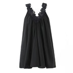 Sexy V neck Sleeveless Lace Stitching Ruffle Design Dress Bella Mia