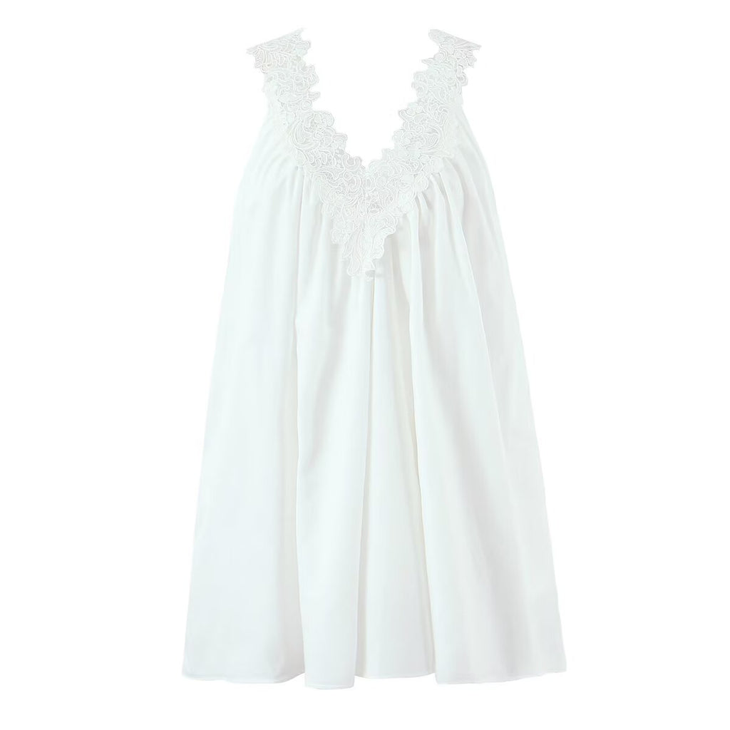Sexy V neck Sleeveless Lace Stitching Ruffle Design Dress Bella Mia