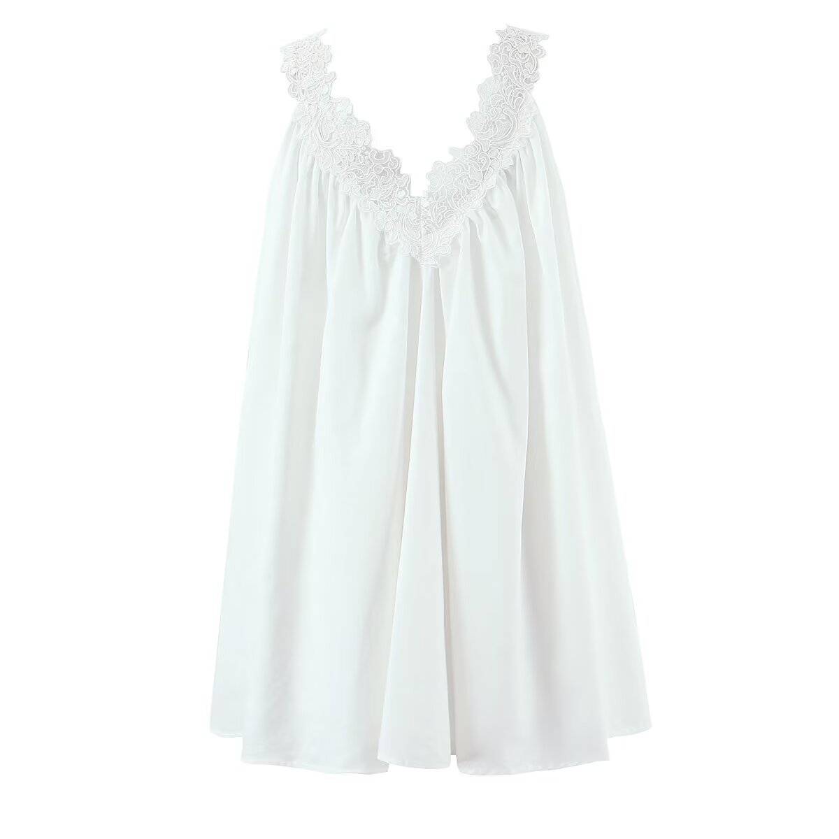 Sexy V neck Sleeveless Lace Stitching Ruffle Design Dress Bella Mia