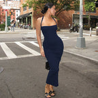 Niche Sexy Halterneck with Suspenders French Dress Women Backless Slim Fit Figure Flattering Hip Dress Bella Mia