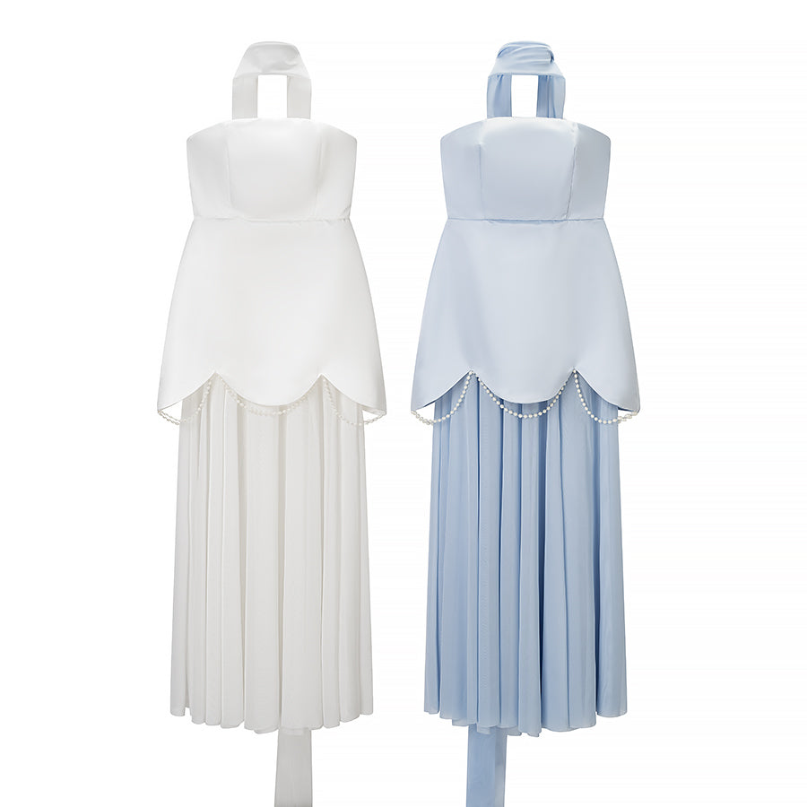 Women Clothing Winter Sexy Backless Sleeveless Solid Color Tube Top Mesh Stitching Dress Bella Mia