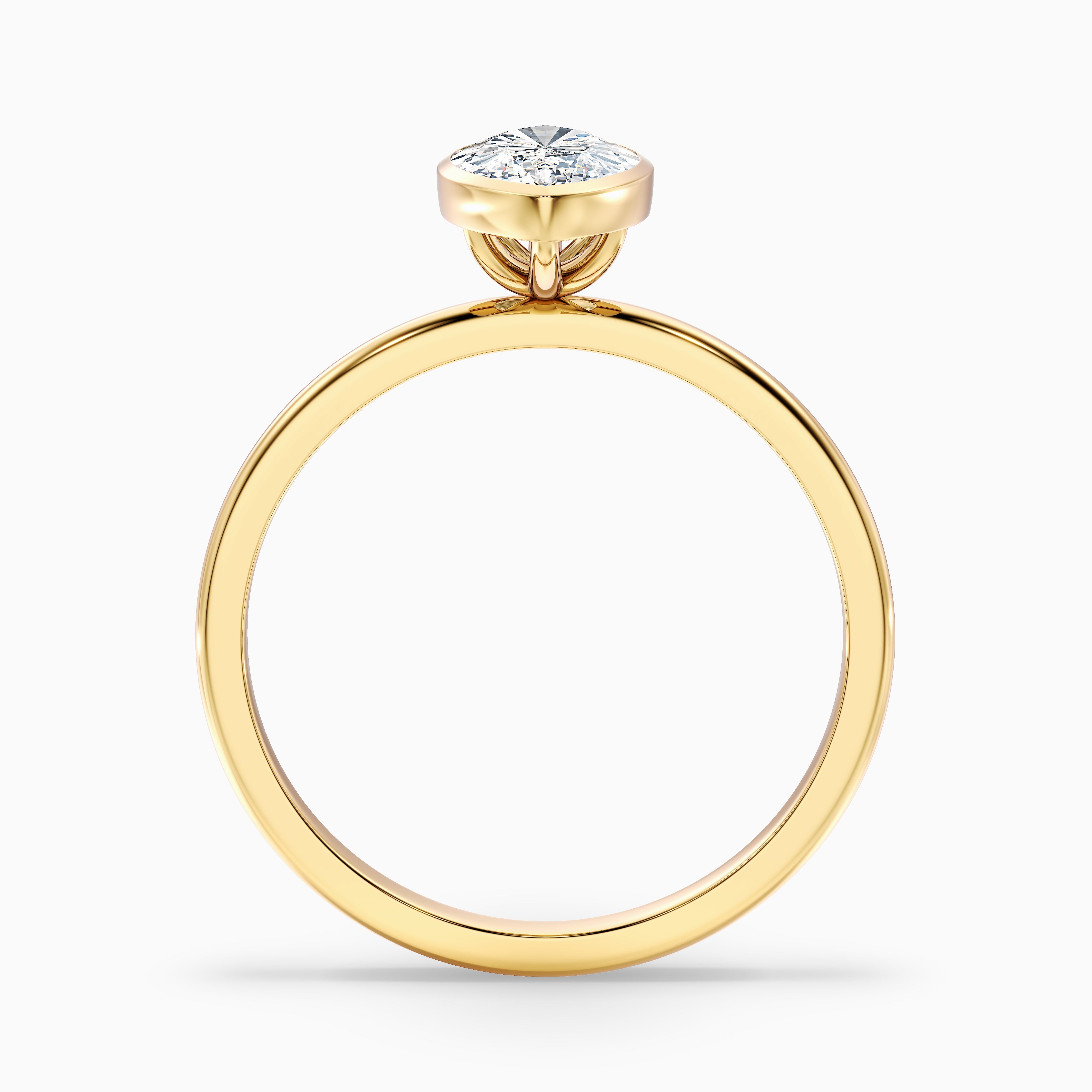 Leah 2 Carat Marquise Cut Bezel Set Lab Grown Diamond Ring in 18k Yellow Gold