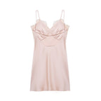 Early Spring Women Clothing Elegant Fashionable Slimming Silk Satin Lace Stitching Cami Dress Bella Mia